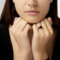 Histoire d'Or Chevalière Renelia Argent Blanc Blanc Onyx New