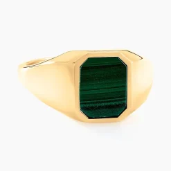 Histoire d'Or Chevalière Tertiussa Or Jaune Malachite Hot