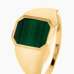 Histoire d'Or Chevalière Tertiussa Or Jaune Malachite Hot