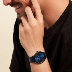 PIERRE LANNIER Coffret De Montre Essential Bleu cadran bleu fond bleu bracelet acier bleu Sale