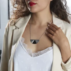 Histoire d'Or Collier Acier Blanc Sunshine acier argenté smalto noir Online