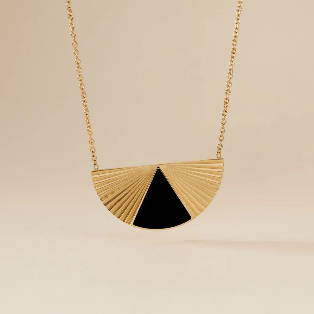 Histoire d'Or Collier Acier Dore Sunshine acier doré smalto noir Sale