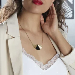 Histoire d'Or Collier Acier Dore Sunshine acier doré smalto noir Sale