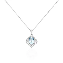 Histoire d'Or Collier Amance Or Blanc Topaze Et Oxyde De Zirconium New