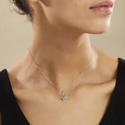 Histoire d'Or Collier Amance Or Blanc Topaze Et Oxyde De Zirconium New