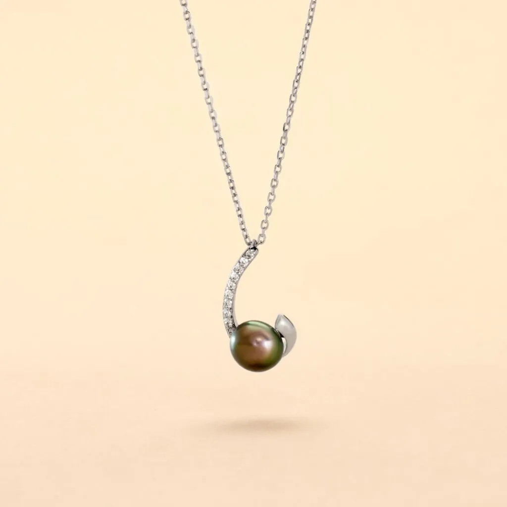 Histoire d'Or Collier Anais Or Blanc Perle De Culture Et Oxyde De Zirconium New