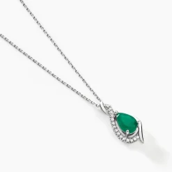 Histoire d'Or Collier Angelika Et Diamant or blanc emeraude