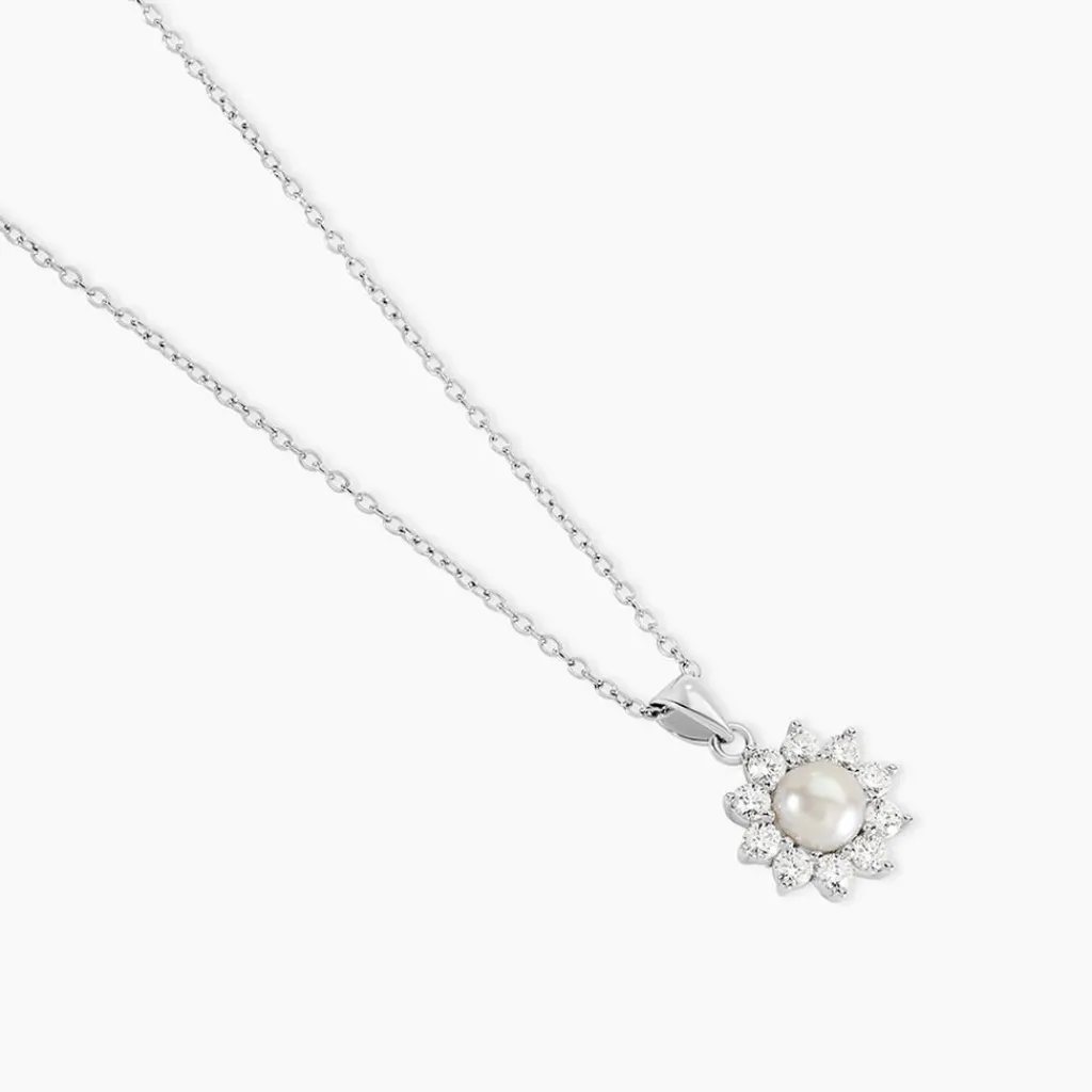 Histoire d'Or Collier Argent Blanc Cheri Perle De Culture Oxydes De Zirconium Sale