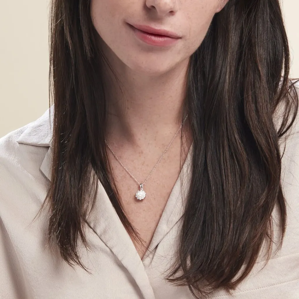 Histoire d'Or Collier Argent Blanc Cheri Perle De Culture Oxydes De Zirconium Sale