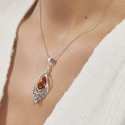 Histoire d'Or Collier Argent Blanc Doralyn Ambre Outlet