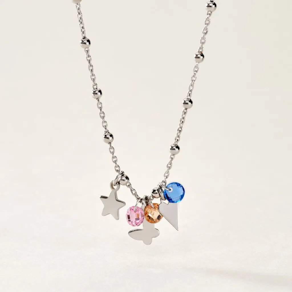 Histoire d'Or Collier Argent Blanc Paulino Pierres Artificelles Sale