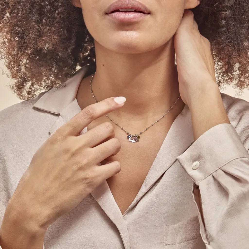 Histoire d'Or Collier Argent Blanc Paulino Pierres Artificelles Sale