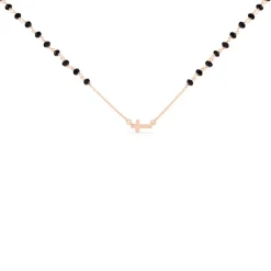 Histoire d'Or Collier Argent Rose Cirola Croix Vierge New