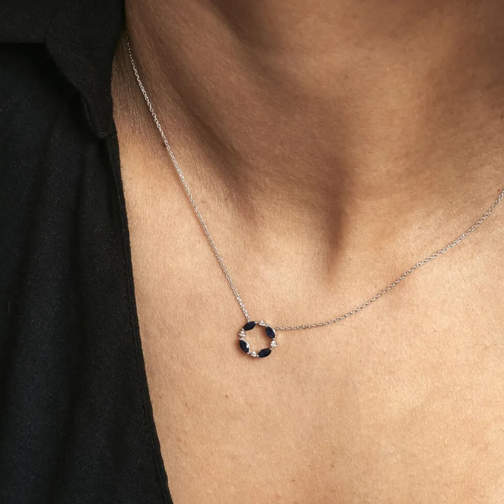Histoire d'Or Collier Arlina Or Blanc Saphir Et Diamant Best