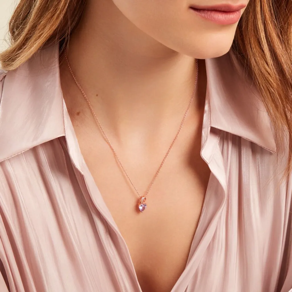 Histoire d'Or Collier Atieno Argent Rose Oxyde De Zirconium argent rose oxyde lavande Discount