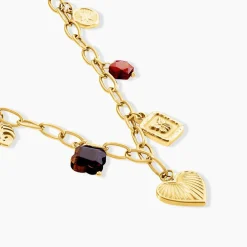 Histoire d'Or Collier Bohemia Acier Jaune Oeil De Tigre Pierre De Synthese