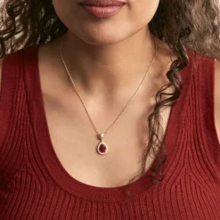 Histoire d'Or Collier Brigita Or Jaune plaqué or jaune pierre rouge Discount