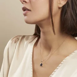 Histoire d'Or Collier Brigita Plaqué Or Pierre De Synthese Et Oxyde De Zirconium plaqué or jaune pierre bleu Online