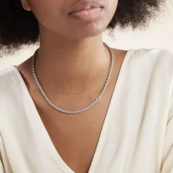 Histoire d'Or Collier Cacilda Maille Corde Argent Blanc Discount