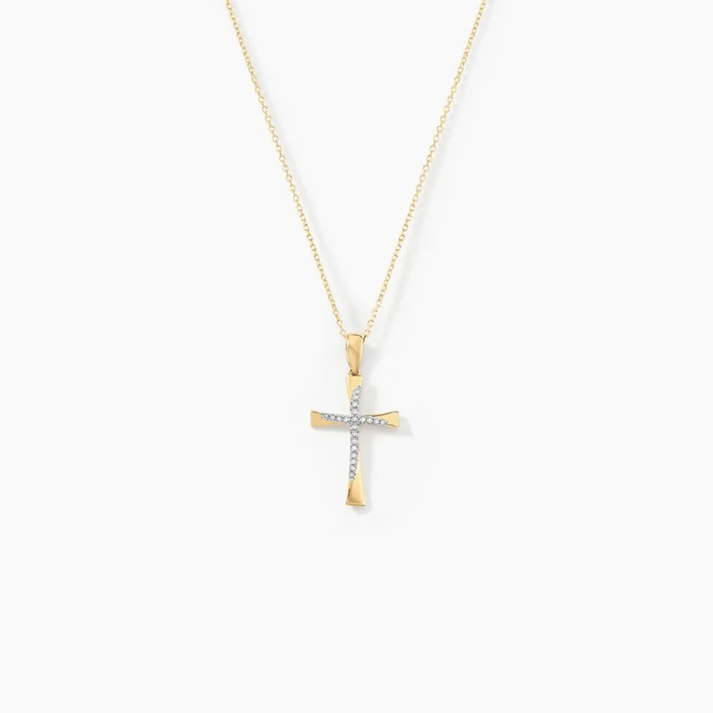 Histoire d'Or Collier Canice Croix Or Jaune Diamant New