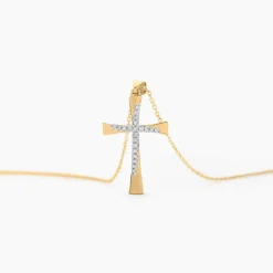 Histoire d'Or Collier Canice Croix Or Jaune Diamant New