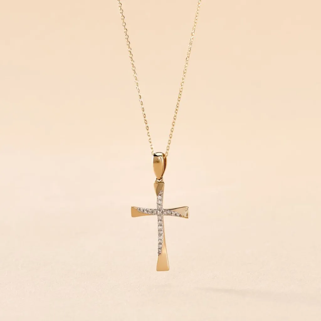 Histoire d'Or Collier Canice Croix Or Jaune Diamant New