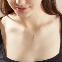 Histoire d'Or Collier Canice Croix Or Jaune Diamant New