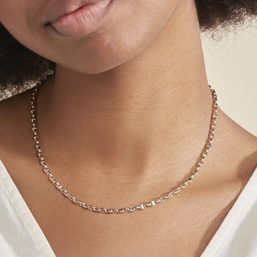 Histoire d'Or Collier Carlo Or Bicolore Maille Marine Ronde Clearance