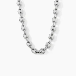 Histoire d'Or Collier Carrus Maille Grain De Cafe Argent Blanc