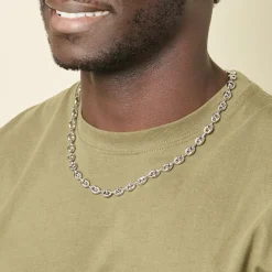 Histoire d'Or Collier Carrus Maille Grain De Cafe Argent Blanc Hot