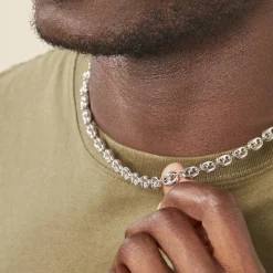 Histoire d'Or Collier Carrus Maille Grain De Cafe Argent Blanc Best