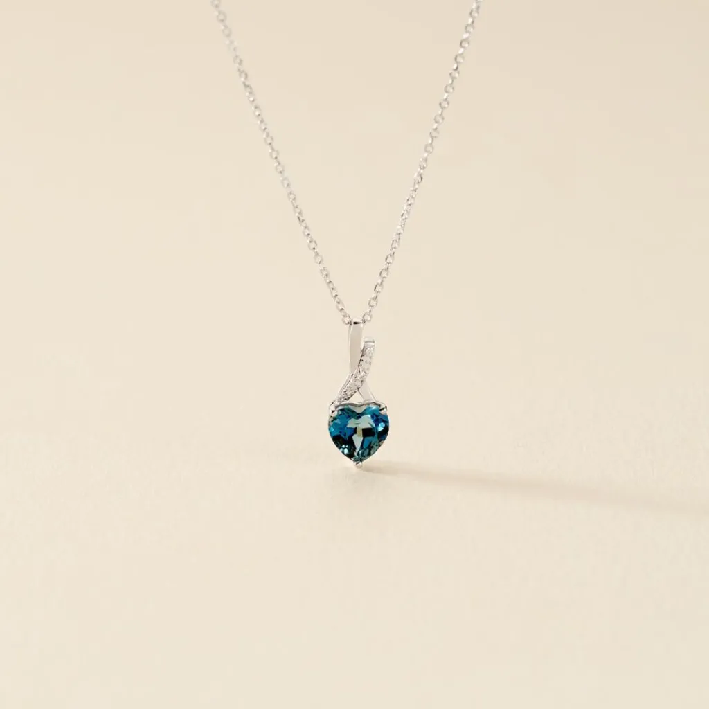 Histoire d'Or Collier Clothilde Or Blanc Topaze Et Oxyde De Zirconium or blanc topaze london blue Best