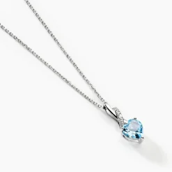 Histoire d'Or Collier Clothilde Or Blanc Topaze Et Oxyde De Zirconium or blanc topaze bleu sky Clearance