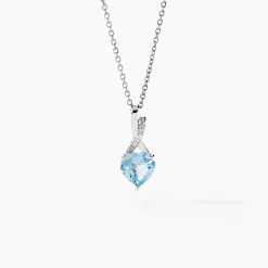 Histoire d'Or Collier Clothilde Or Blanc Topaze Et Oxyde De Zirconium or blanc topaze bleu sky Clearance