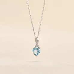 Histoire d'Or Collier Clothilde Or Blanc Topaze Et Oxyde De Zirconium or blanc topaze bleu sky Clearance