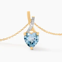 Histoire d'Or Collier Clothilde Or Jaune Topaze Oxyde De Zirconium or jaune topaze bleu sky