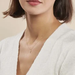 Histoire d'Or Collier Cobeia Croix Maille Forçat Or Jaune Oxyde De Zirconium Best