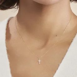 Histoire d'Or Collier Cobeia Croix Maille Forçat Or Jaune Oxyde De Zirconium Best