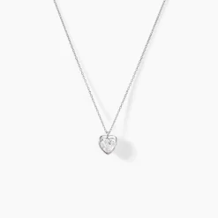 Histoire d'Or Collier Coeur Serti Clos Or Blanc Oxyde De Zirconium Sale