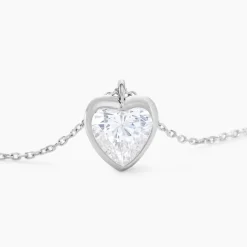 Histoire d'Or Collier Coeur Serti Clos Or Blanc Oxyde De Zirconium Sale