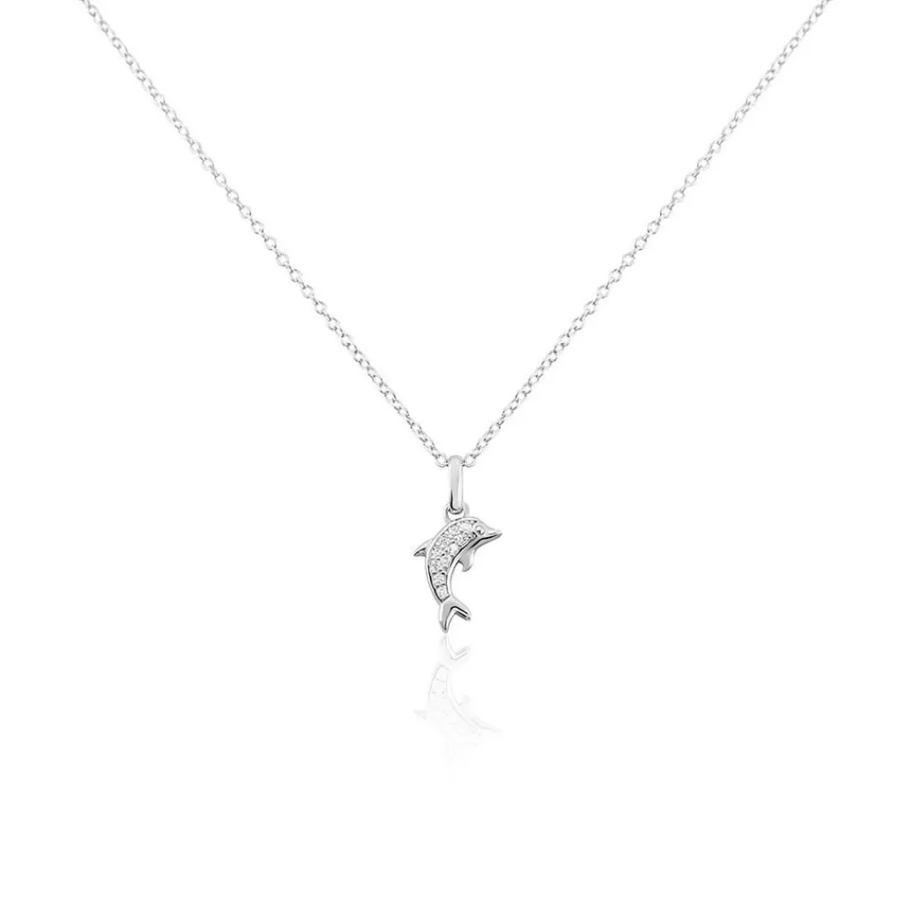 Histoire d'Or Collier Court Argent Blanc Giullia Motif Oxyde De Zirconium Sale