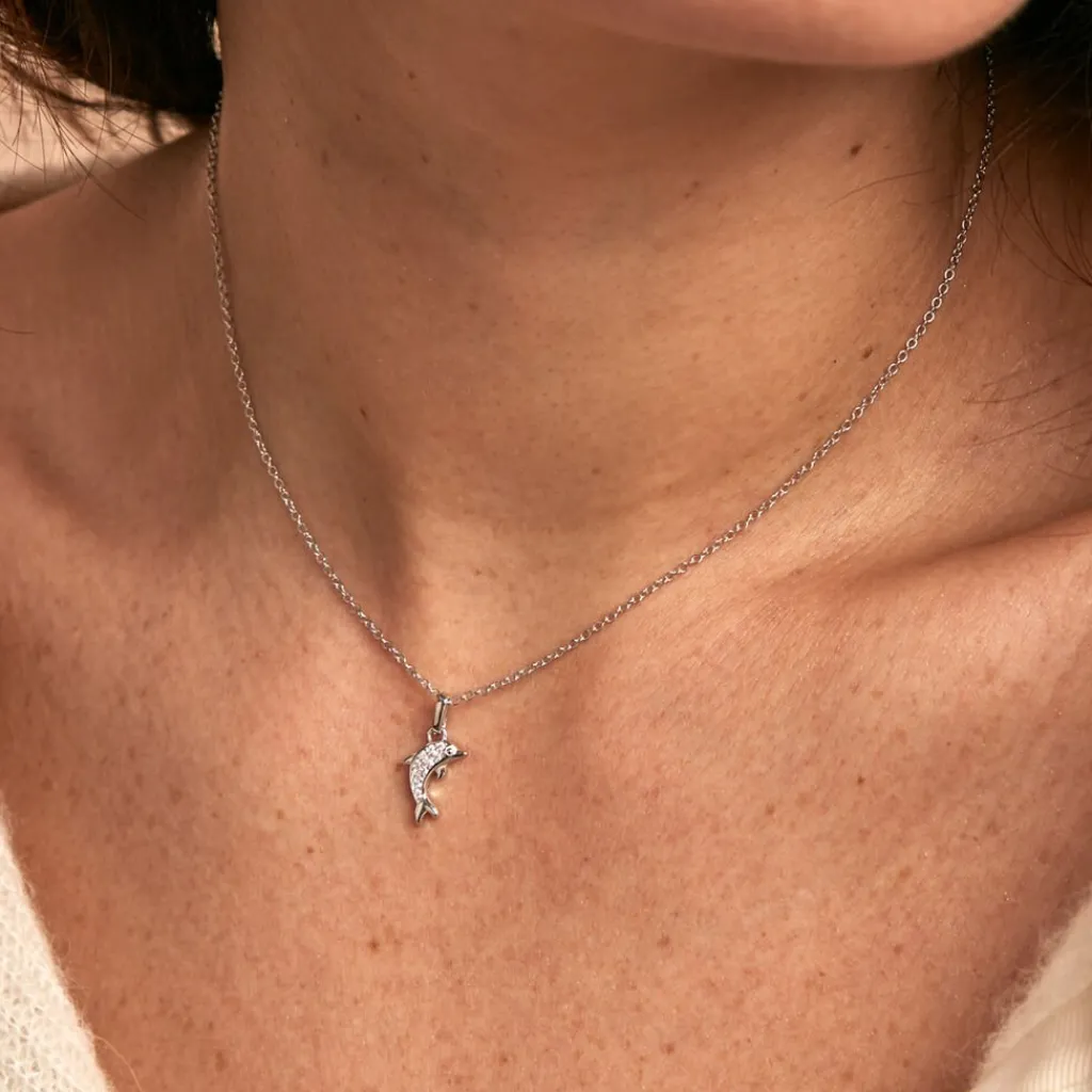 Histoire d'Or Collier Court Argent Blanc Giullia Motif Oxyde De Zirconium Sale