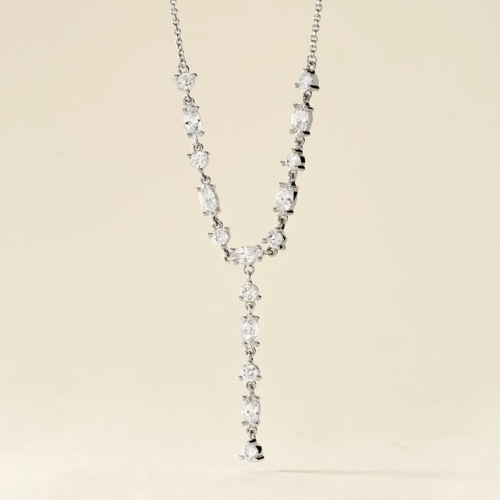 Histoire d'Or Collier Cravate Argent Blanc Shiny Nights Oxyde De Zirconium Outlet