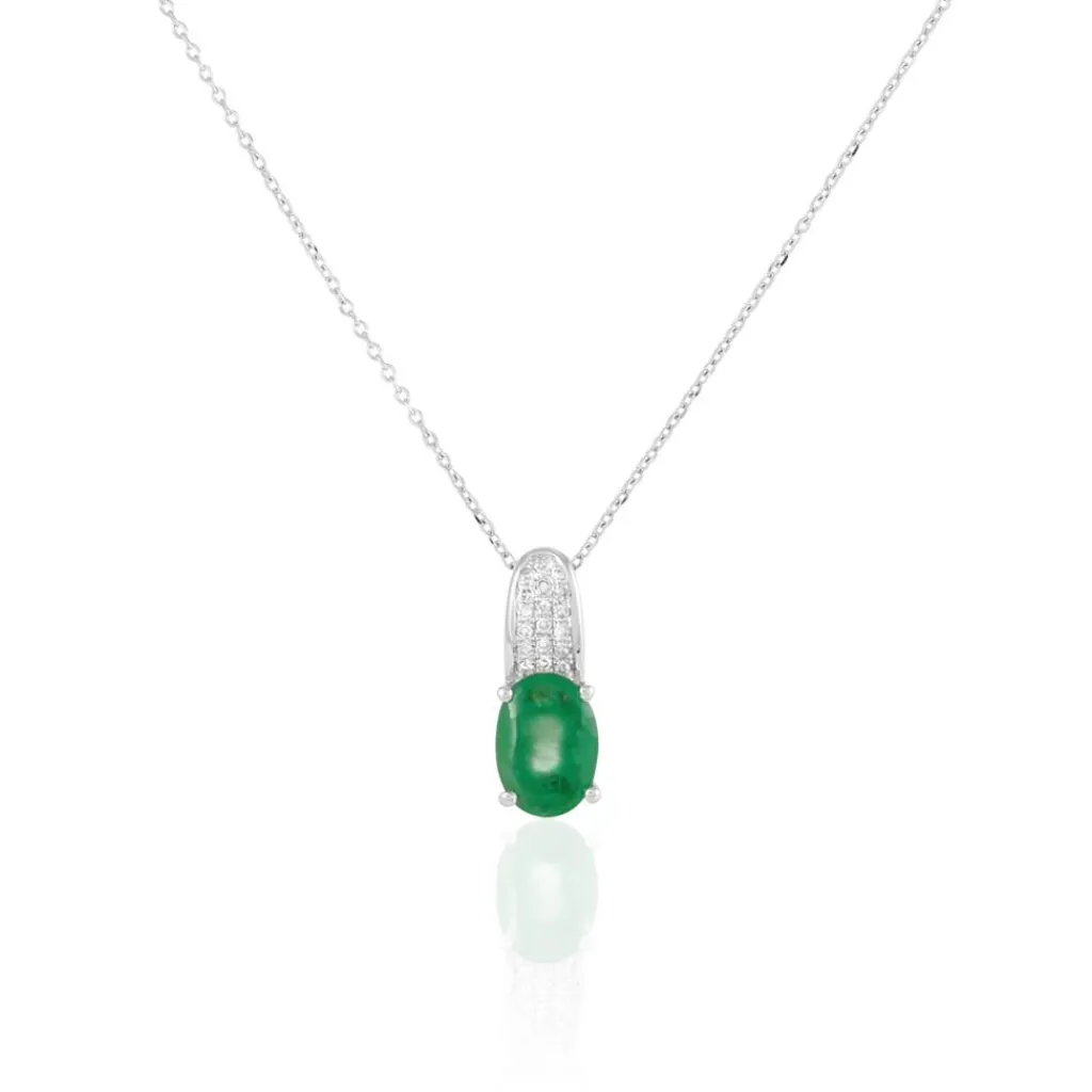 Histoire d'Or Collier Crista Or Blanc Emeraude Et Diamant Sale