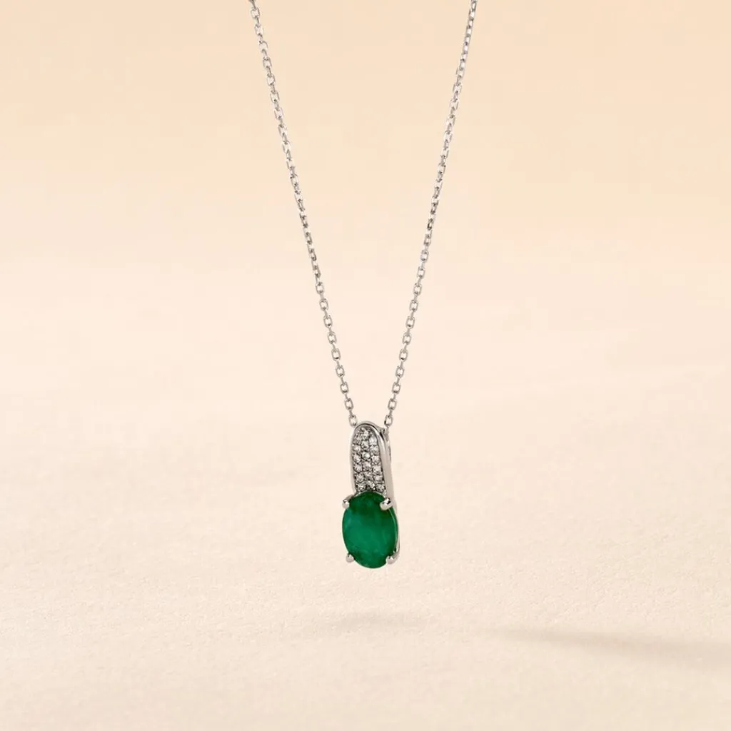 Histoire d'Or Collier Crista Or Blanc Emeraude Et Diamant Sale