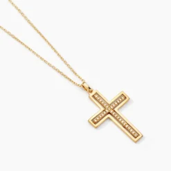 Histoire d'Or Collier Croix Or Jaune Diamant New