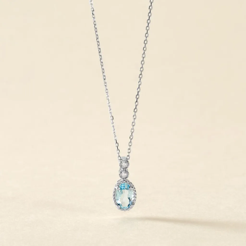 Histoire d'Or Collier Cyprille Or Blanc Topaze Et Oxyde De Zirconium Online