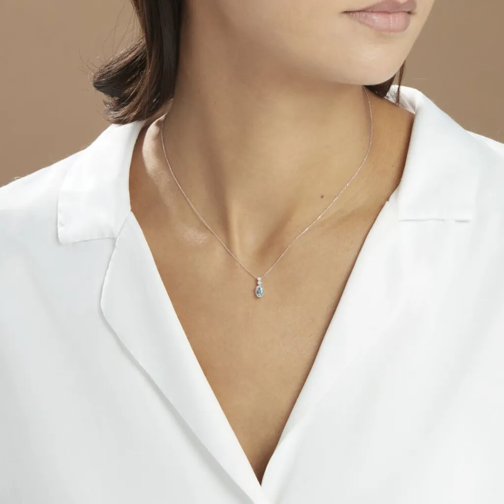 Histoire d'Or Collier Cyprille Or Blanc Topaze Et Oxyde De Zirconium Online