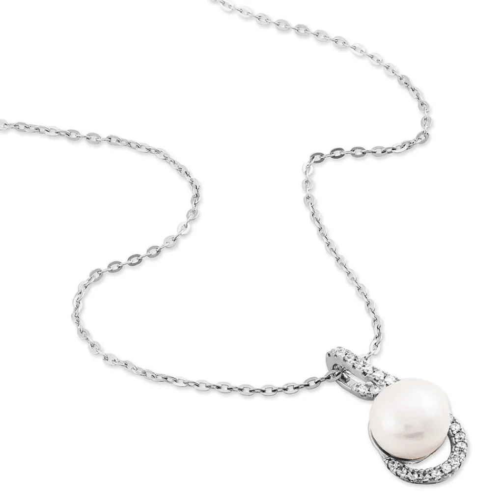 Histoire d'Or Collier Cyrana Argent Blanc Perle De Culture Et Oxyde De Zirconium Best