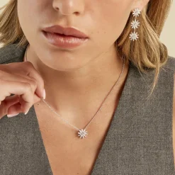 Histoire d'Or Collier Daisy Argent Blanc Oxyde De Zirconium New